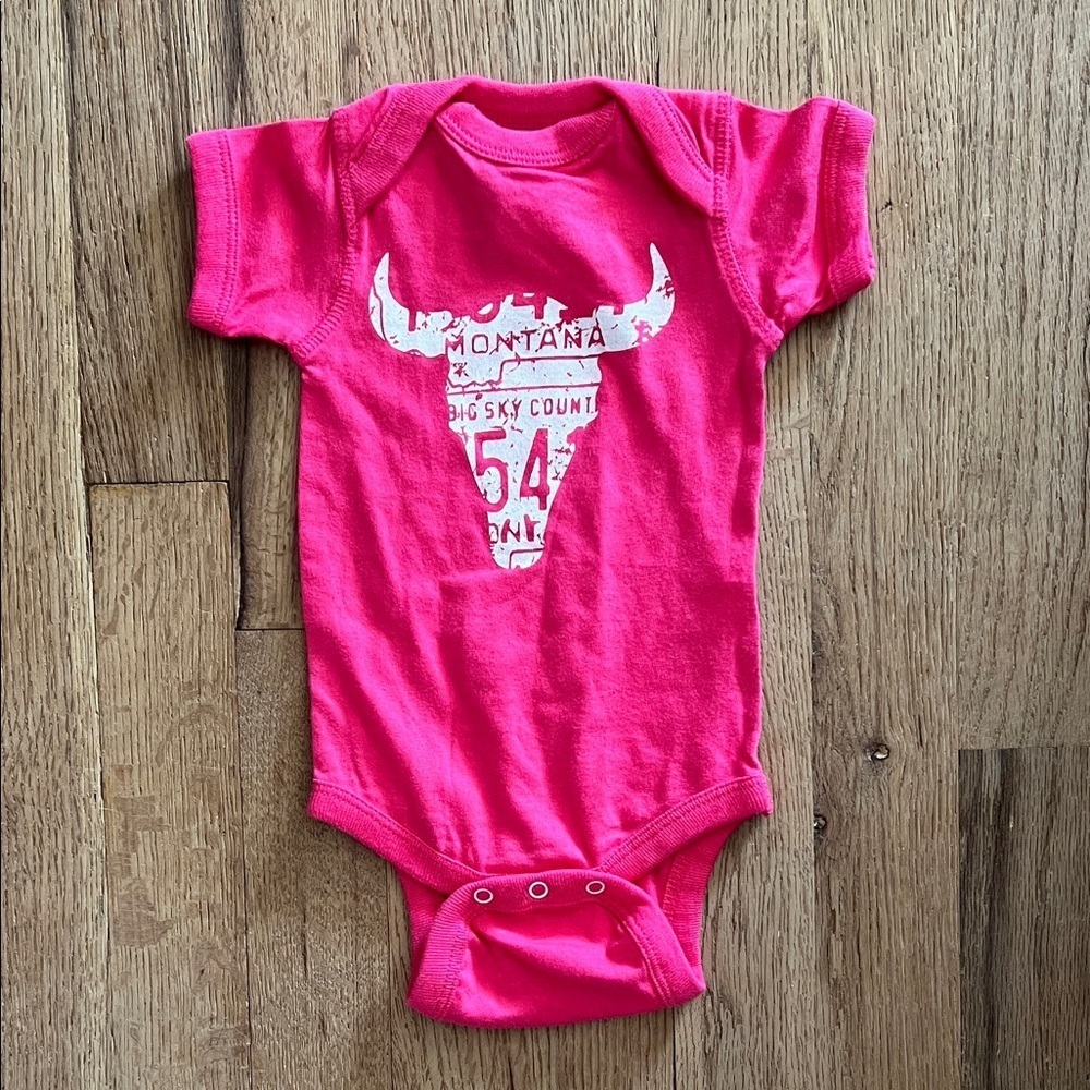 Rabbit Skins Pink Montana Big Sky Bull Bodysuit Onesie Newborn